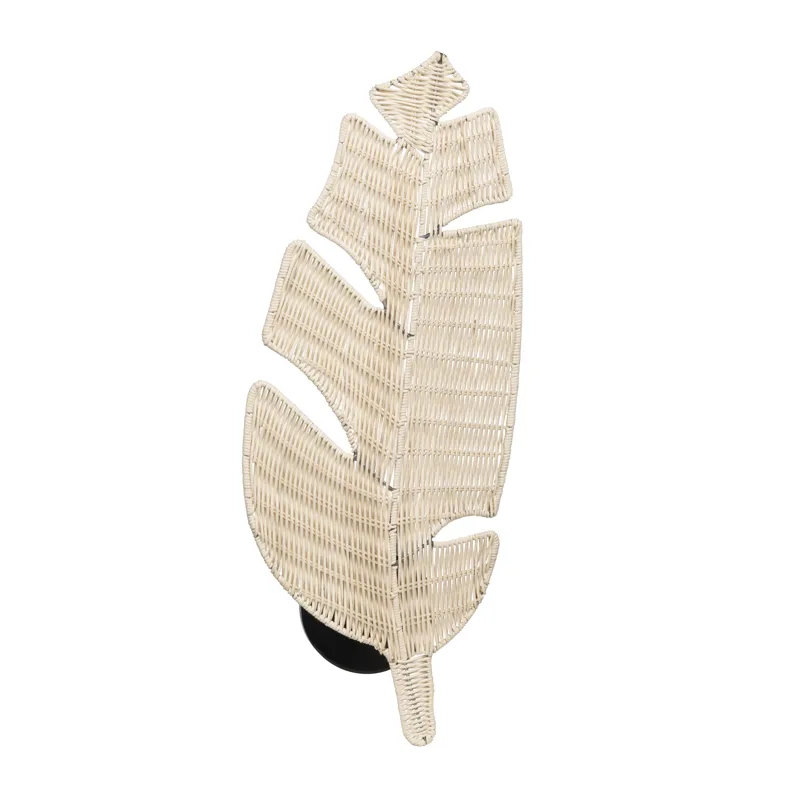 Tan Wicker Leaf Wall Sconce