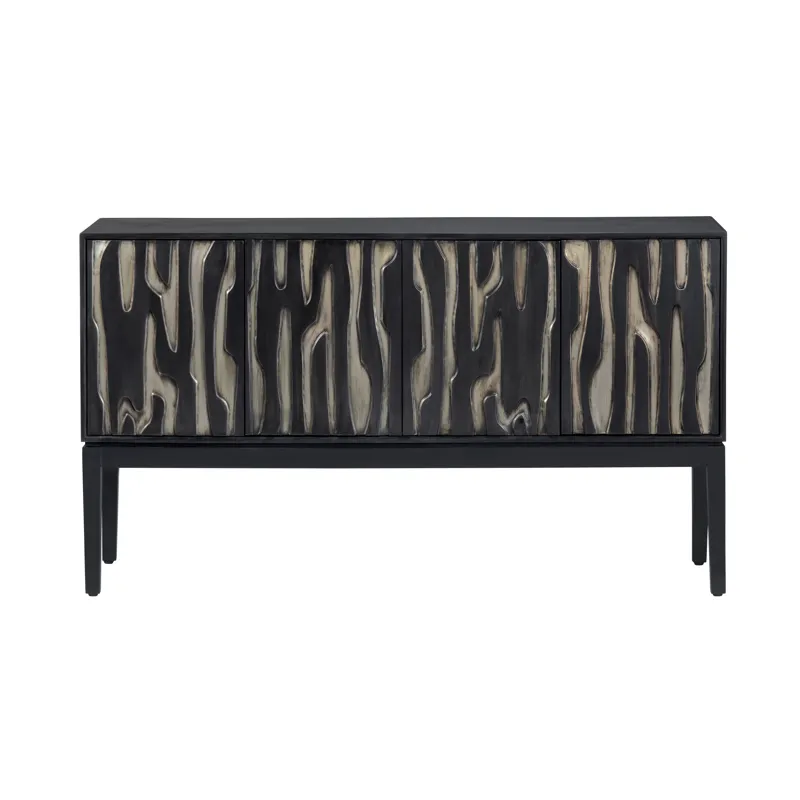 Smooth Black And Tan 4-door Media Credenza/sideboard