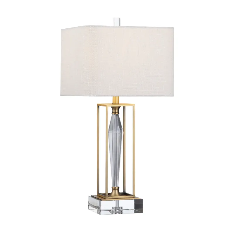 Crystal & Metal Table Lamp With Linen Shade