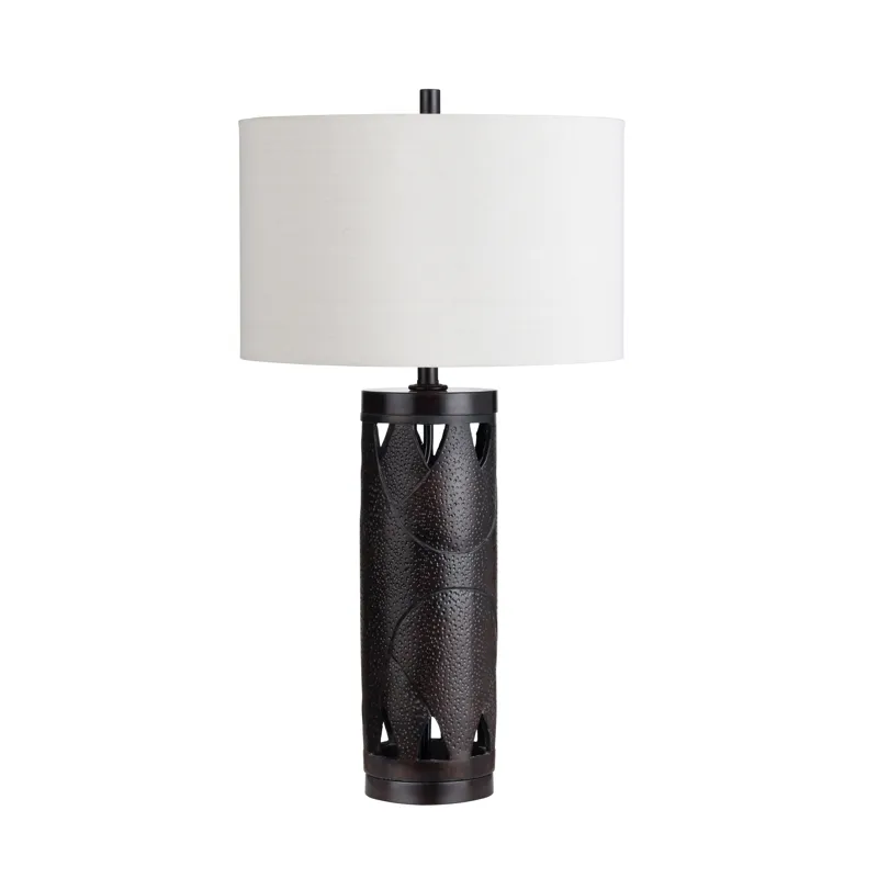 Set Of 2 Metal & Resin Table Lamp With Nightlight And Linen Shade