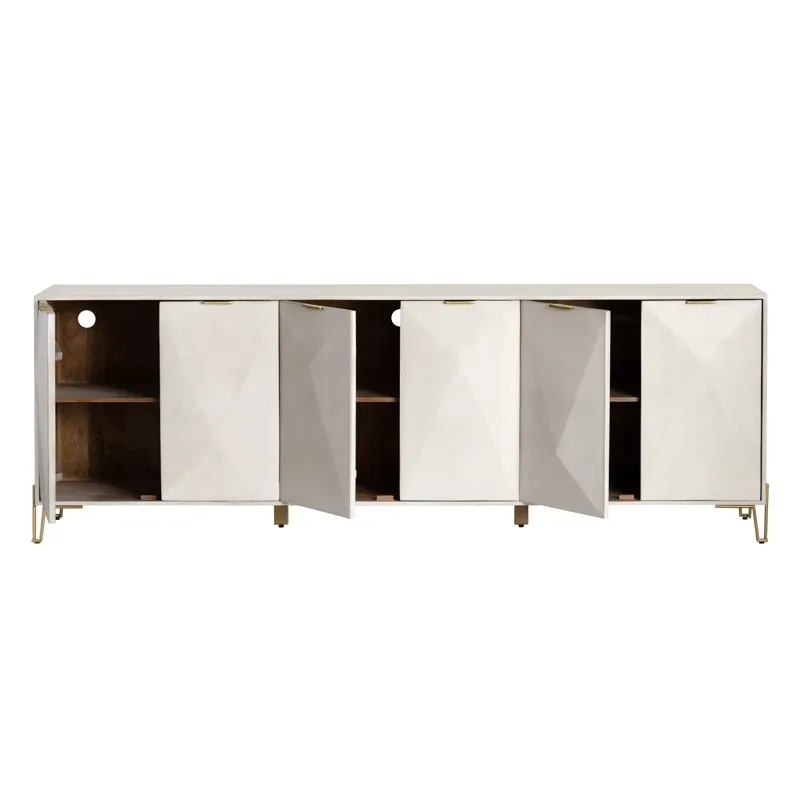 Solid Wood And Iron 6-door Media Credenza/sideboard