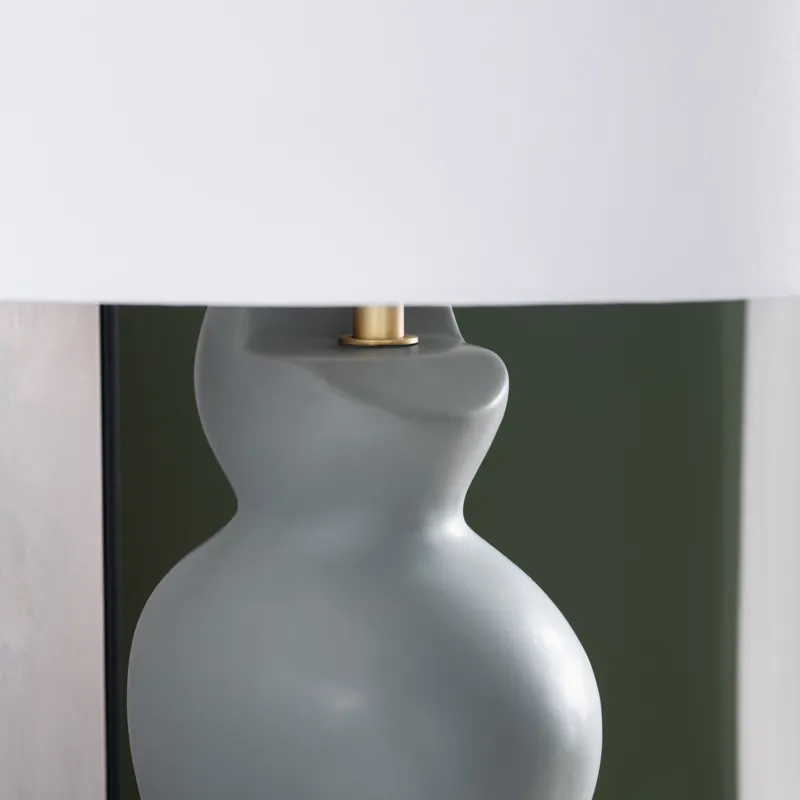 H Ceramic Table Lamp With Shade