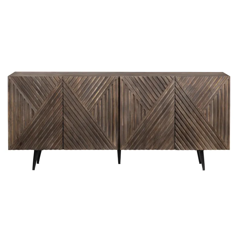 Solid Wood & Metal 4-door Media Credenza/sideboard