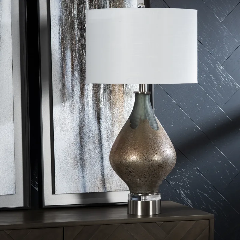 Moody Blown & Carved Glass Table Lamp