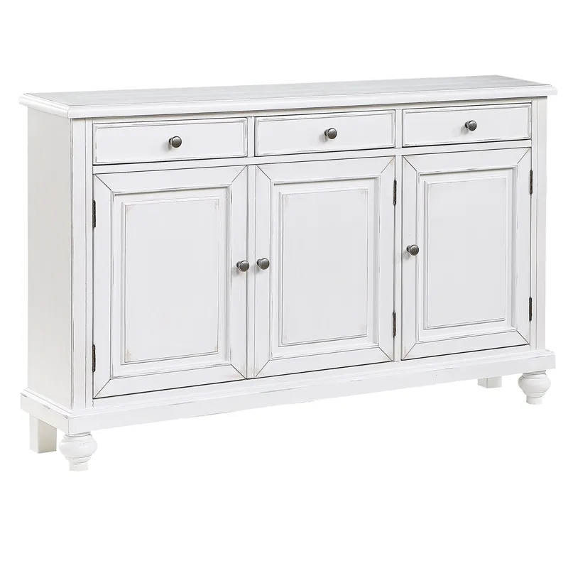 3-door, 3-drawer White Sideboard/credenza