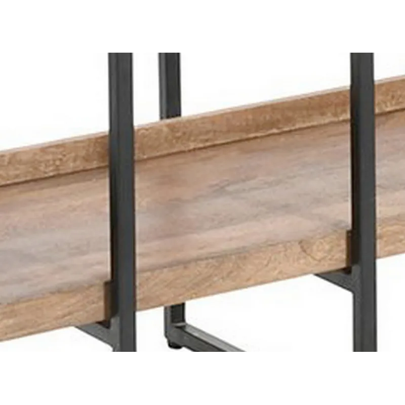 84 In. Brown Solid Wood 6 Shelf Etagere/bookcase With Black Iron Frame