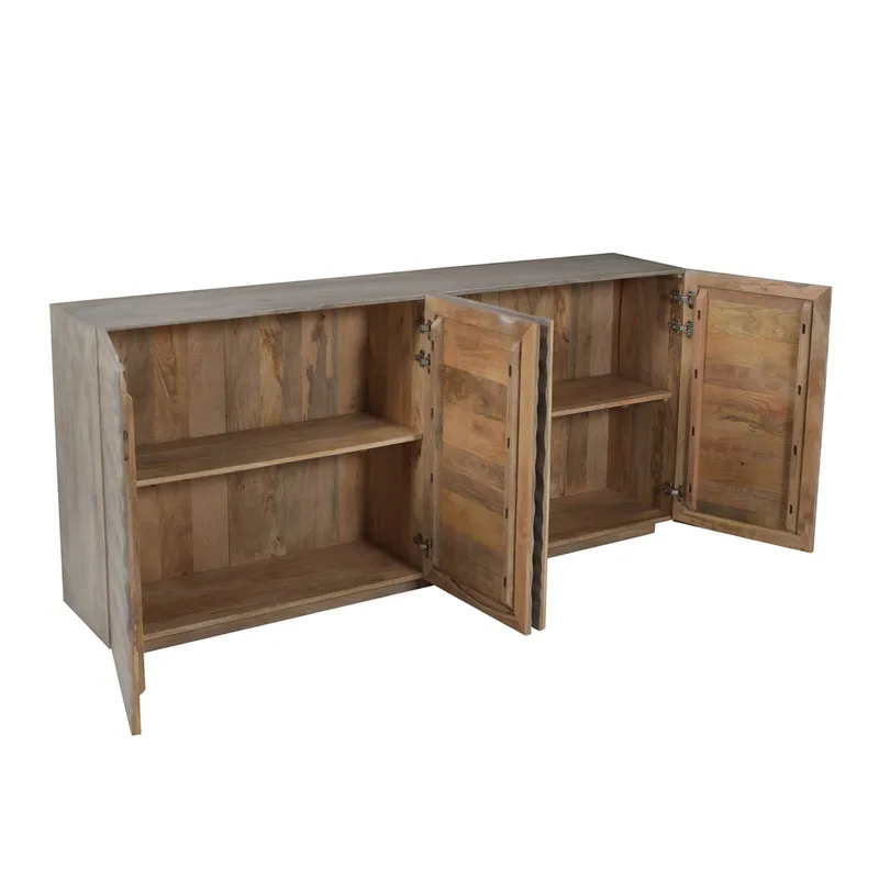 80 In. Brown Solid Wood 4 Door Sideboard/buffet