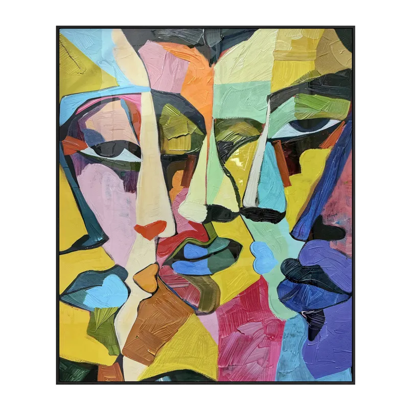 Tatko Vibrant Abstract Faces Framed Canvas Wall Art