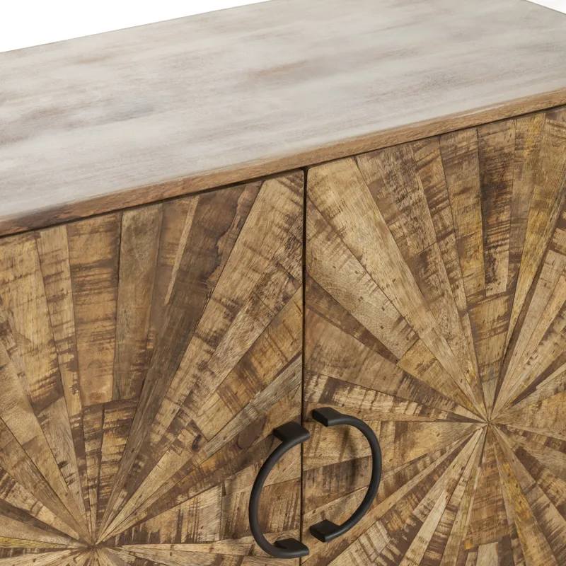 Warm Brown Solid Wood & Metal 4-door Media Credenza/sideboard