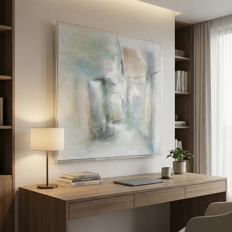 Muted Pastel Serenity Abstract Framed Canvas Art
