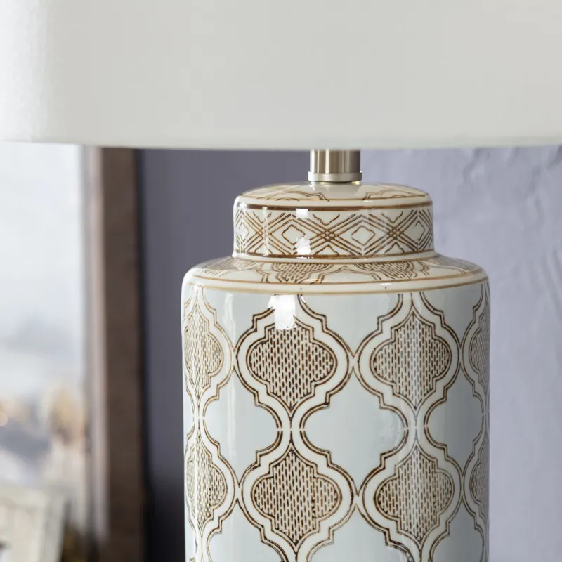 Set Of 2 Ceramic Table Lamp With Linen Shade