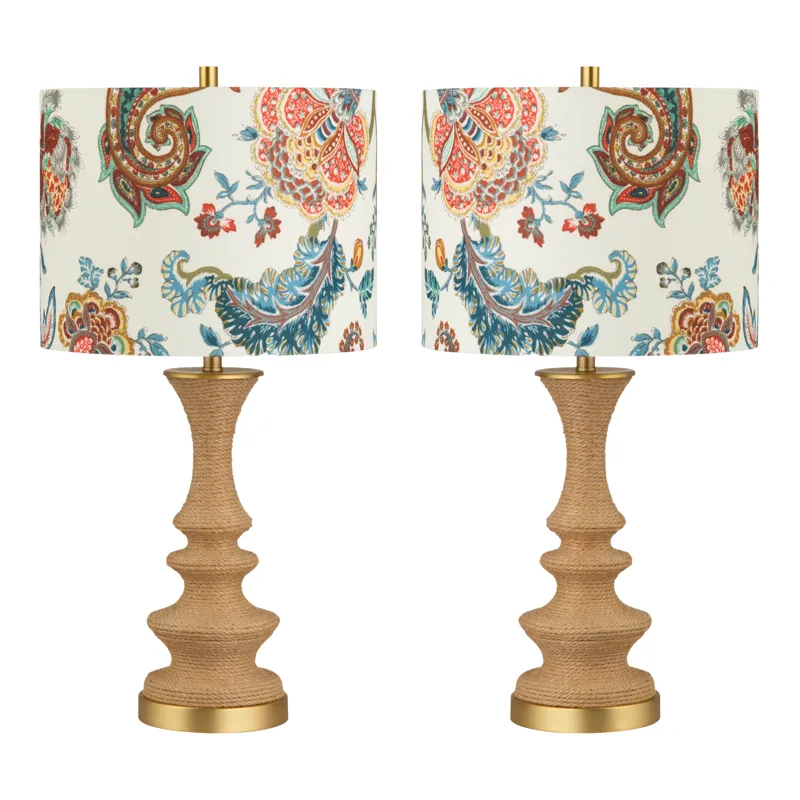 Set Of 2 Wrapped Jute Table Lamp