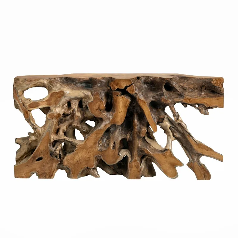 Natural Teak Root Console Table