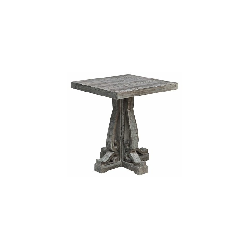Overton Distressed Grey Carved Leg End Table