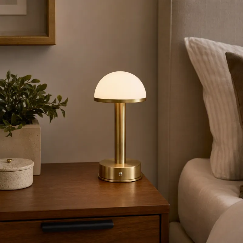 Gold Metal Table Lamp With Gold Glass Globe Shade