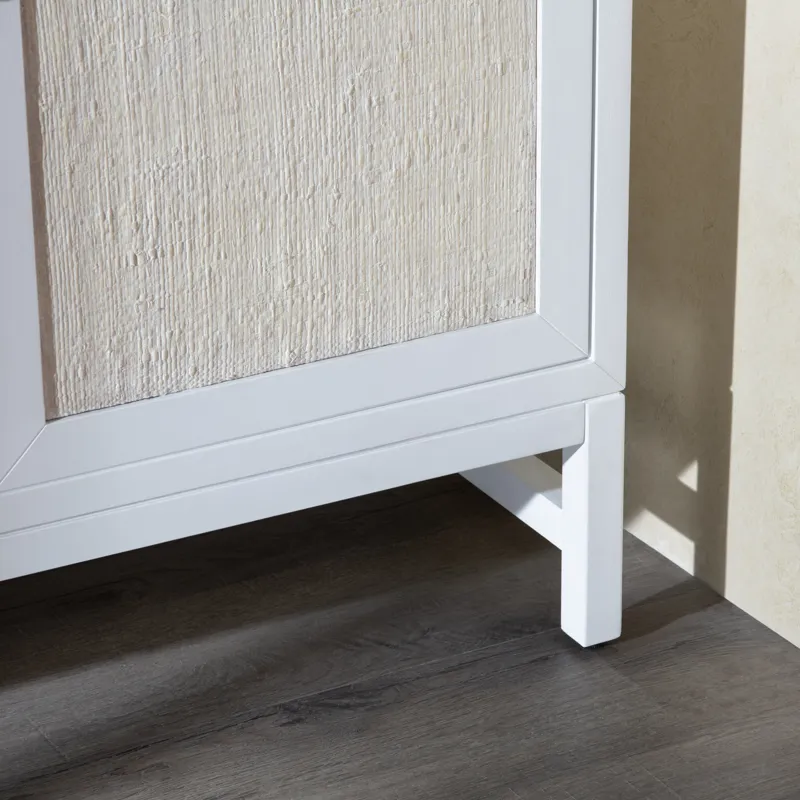 White-washed And Cream 4-door Media Credenza/sideboard