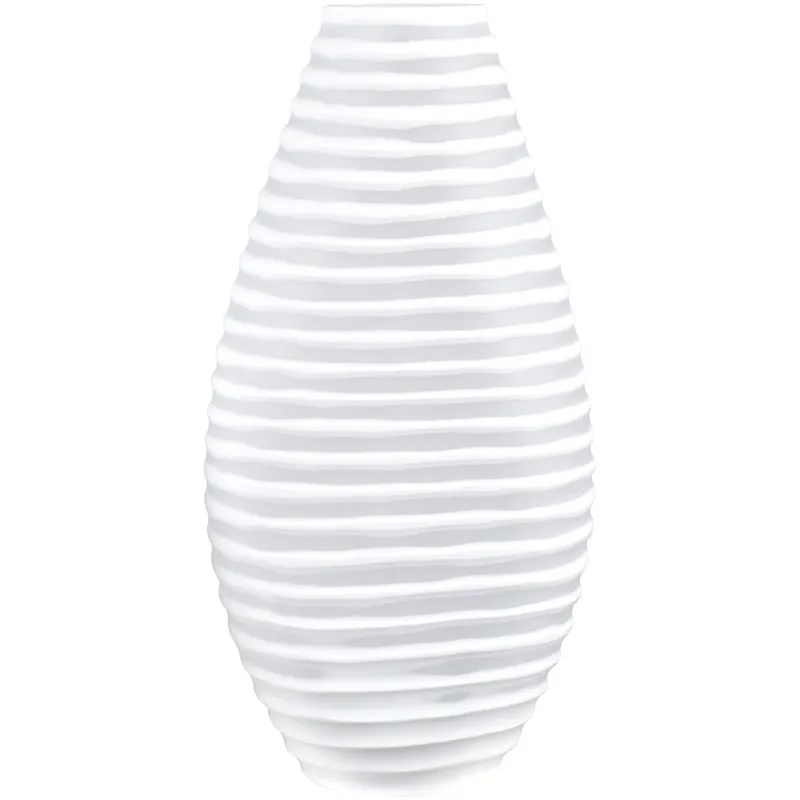 Francesca Large Textured White Glass Vase
