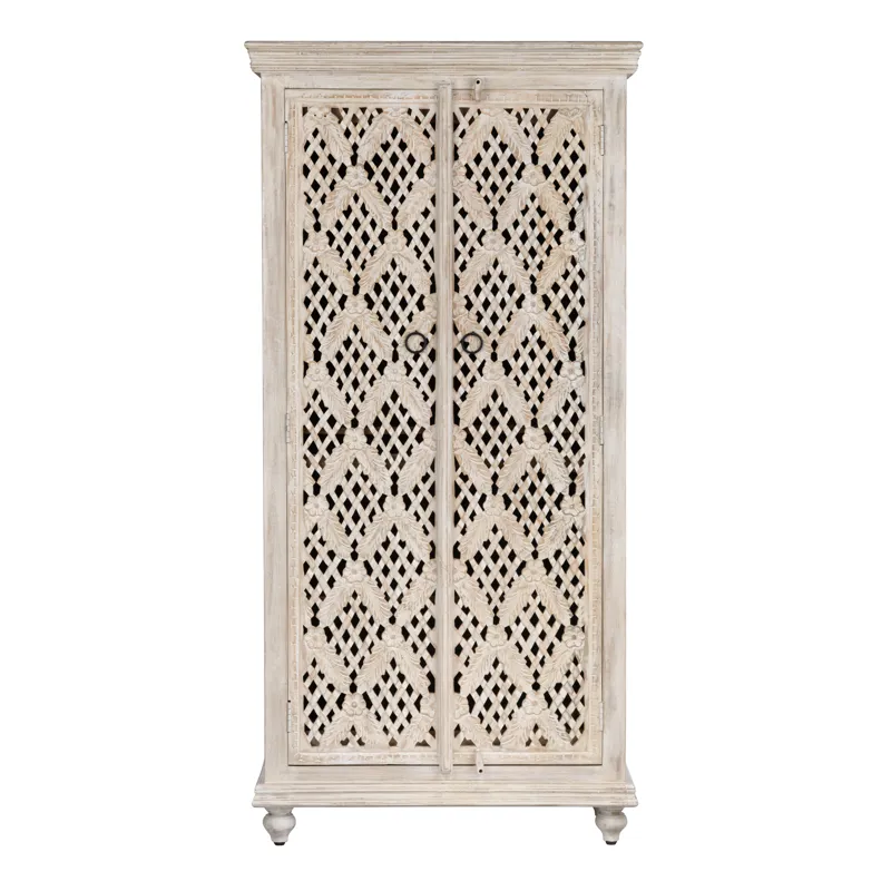Lattice Two-door Tall Curio Cabinet