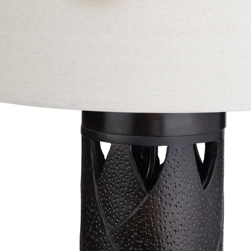 Set Of 2 Metal & Resin Table Lamp With Nightlight And Linen Shade