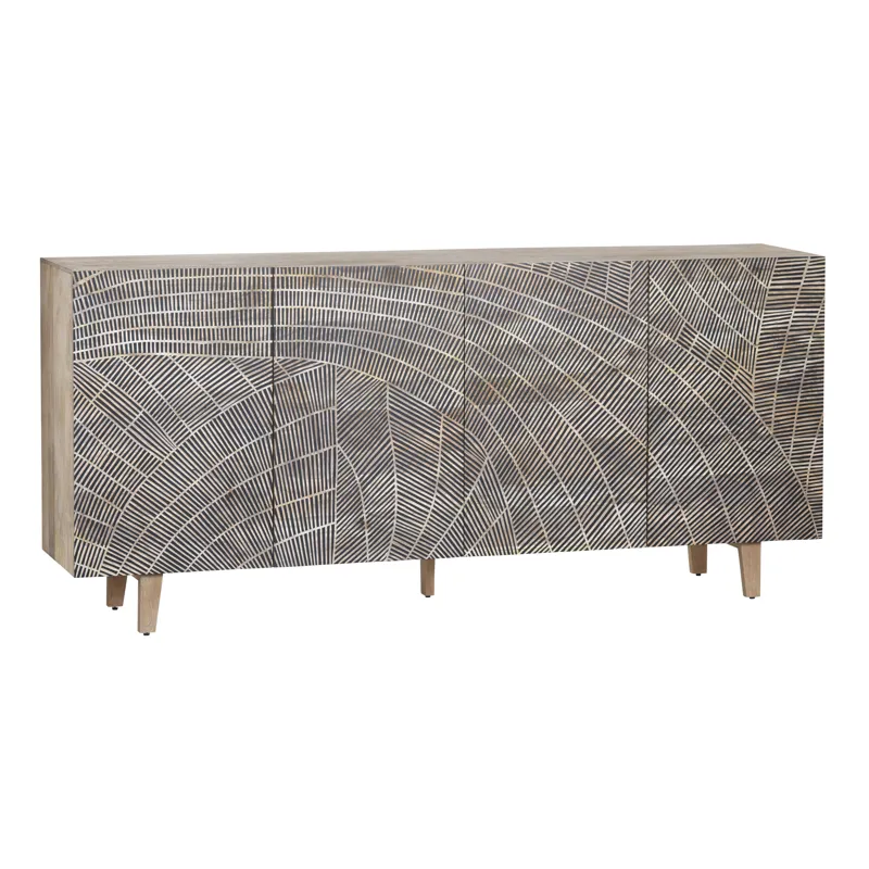 Solid Wood 4-door Media Credenza/sideboard