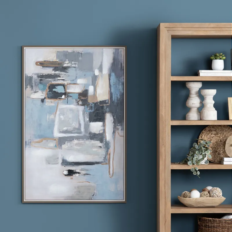 Blue Mirage Abstract Framed Canvas Wall Art
