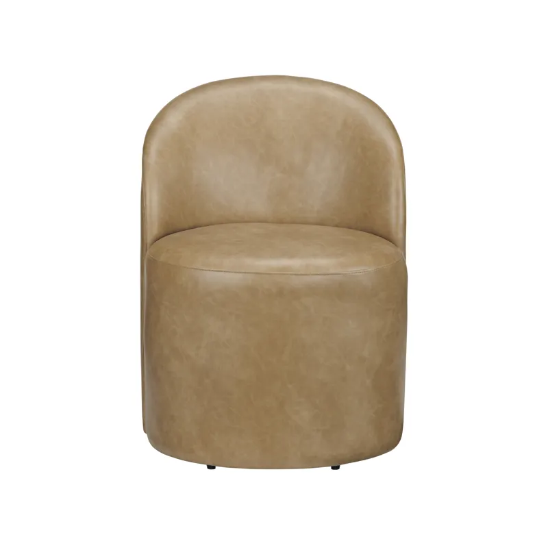 Set Of 2 Light Brown Vegan Leather Upholstered Dining Chairs