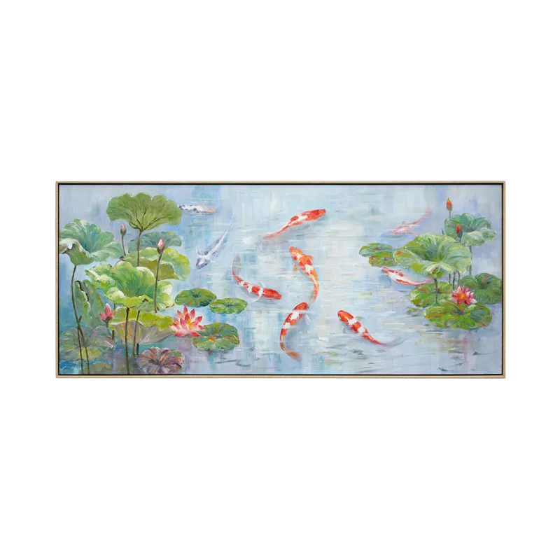 Koi Serenity Hand-painted Framed Canvas Wall Art