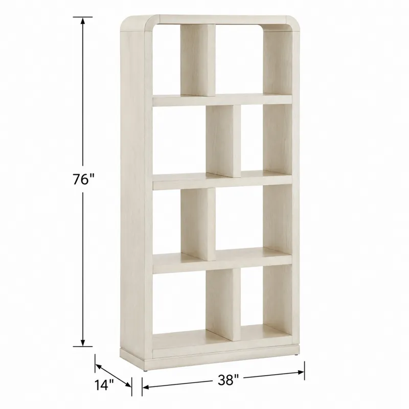 76 In. White Wooden Eight Shelf Etagere Bookcase