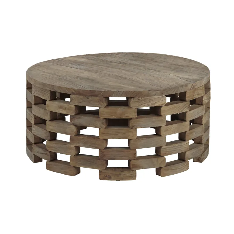 Brown Wood Round Cocktail Coffee Table