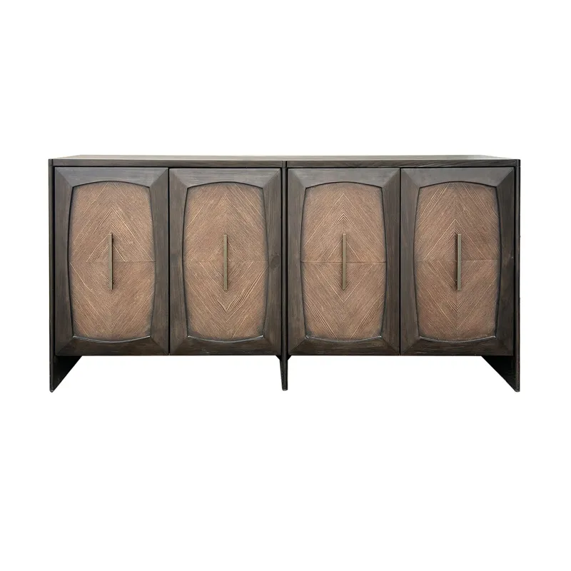 70 In. Brown 4 Door Media Credenza/sideboard