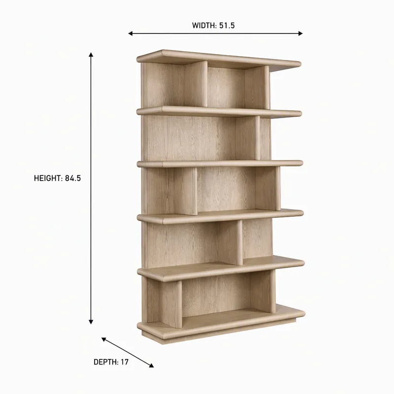84.5 In. Cream Wooden Five Shelf Etagere/bookcase