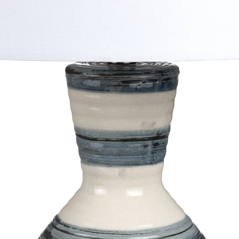 Striped Ceramic Table Lamp With Tapered Shade