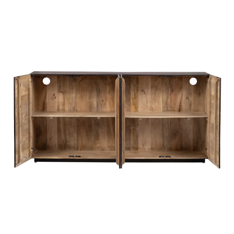 Rich Brown With Bana Leaves 4-door Media Credenza/sideboard