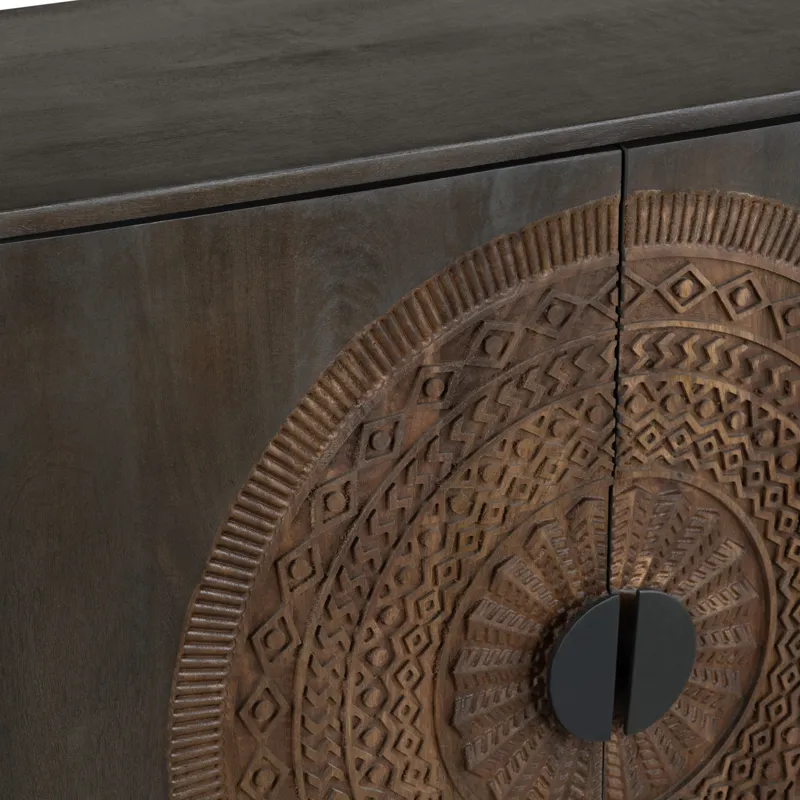 Solid Wood & Metal 4-door Media Credenza/sideboard