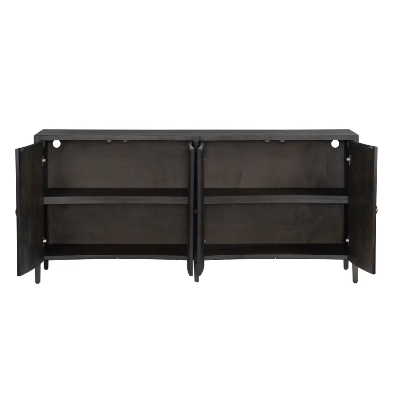 Dark Brown 4-door Reeded Media Credenza/sideboard
