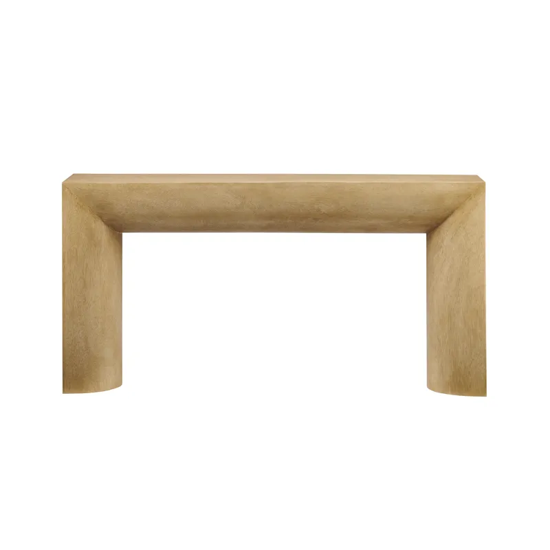 W Tan Wood Accent Console Sofa Table