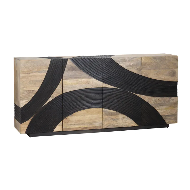 Brown Solid Wood 4-door Media Credenza/sideboard