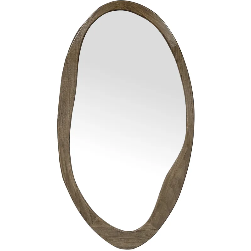 Freeform Organic Shape Wood Frame Mirror
