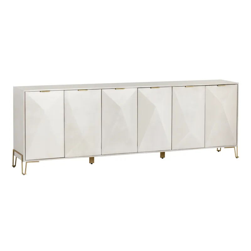 Solid Wood And Iron 6-door Media Credenza/sideboard