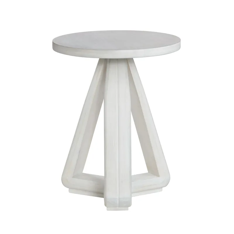 Round White-washed Accent/end Table
