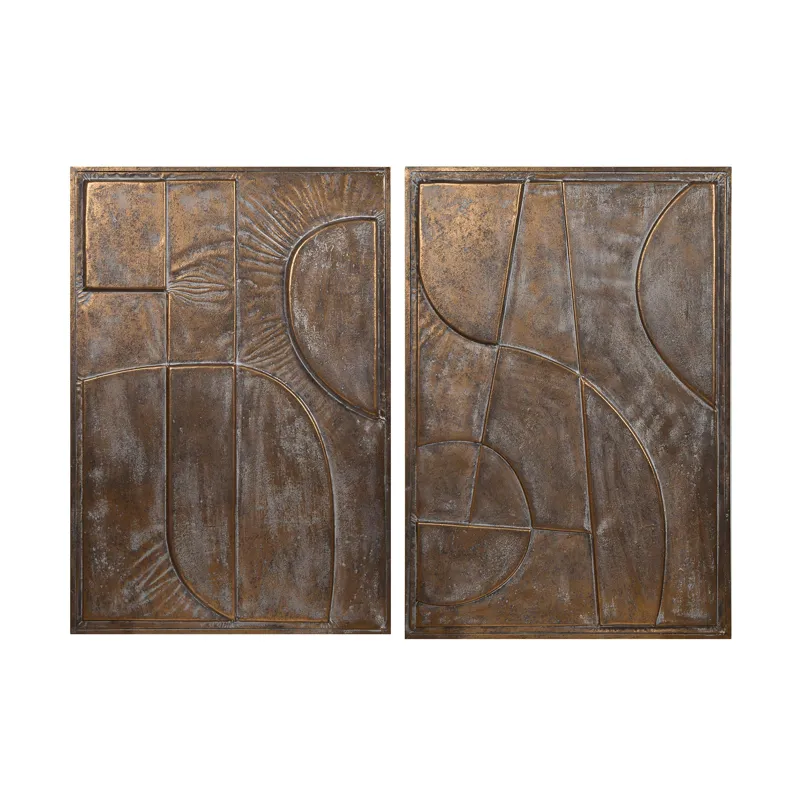 Harlow 2-piece Geometric Bronze Metal Art Set