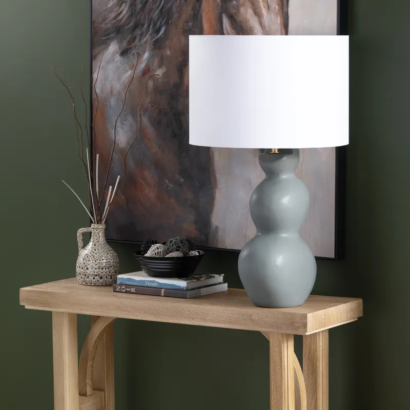 H Ceramic Table Lamp With Shade