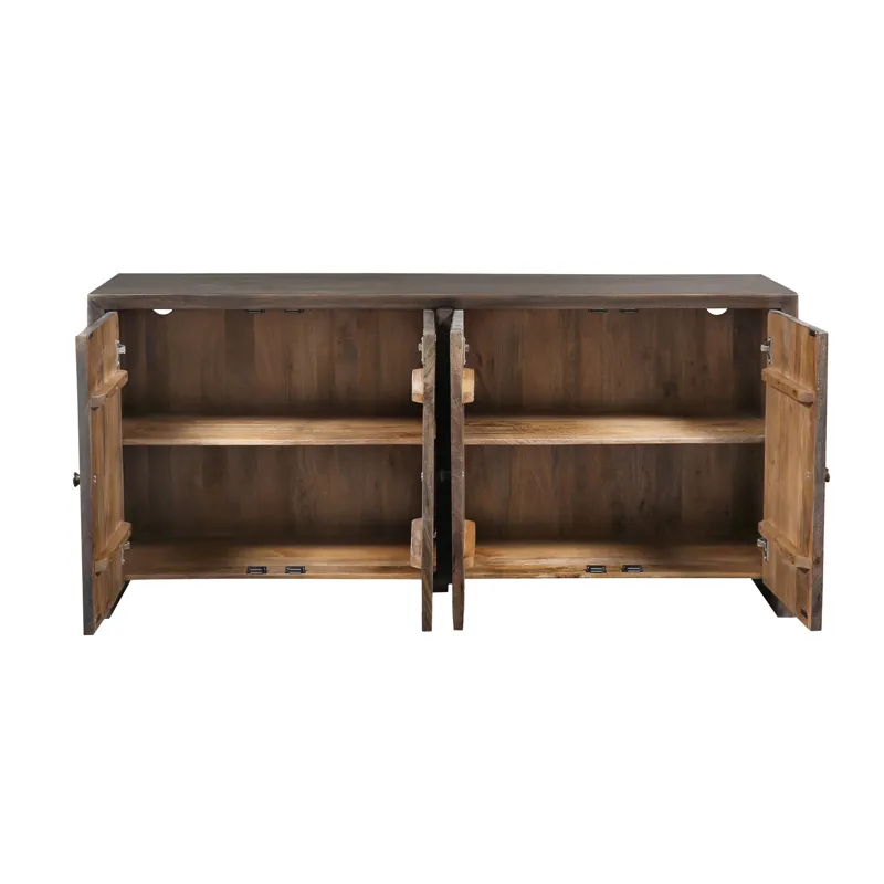 Brown 4 Door Solid Wood Media Credenza/sideboard