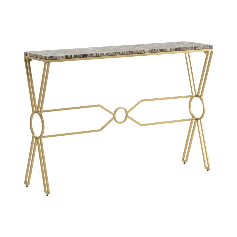 Gold And Blue Agate Top Console Table