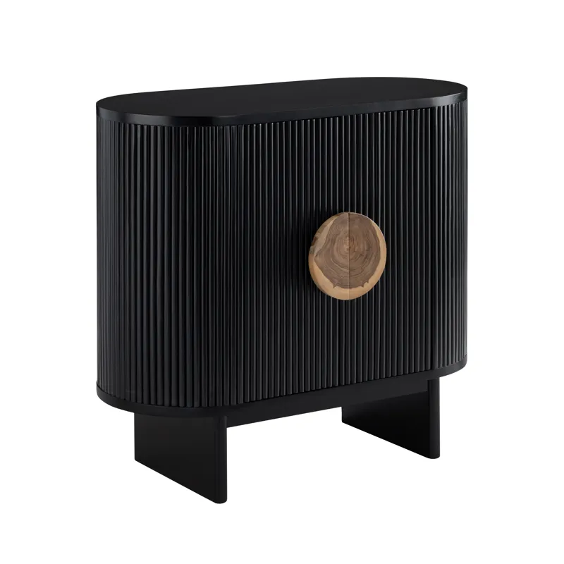 Black Wooden Two Door Accent Cabinet With Sleek Storage