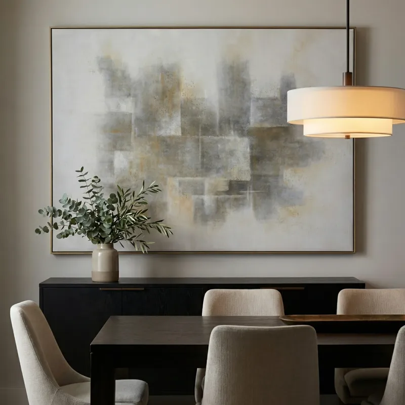 Faded Form Hand-painted Neutral Abstract Framed Canvas Wall Art