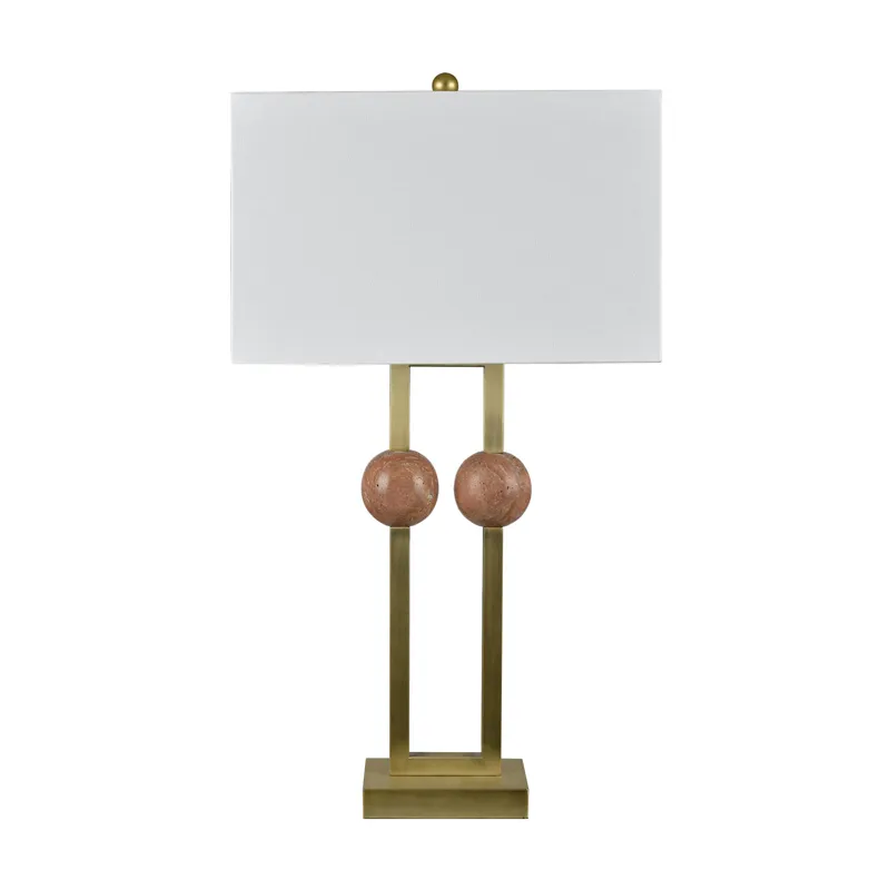 Gold Metal Table Lamp With Rectangular Linen Shade
