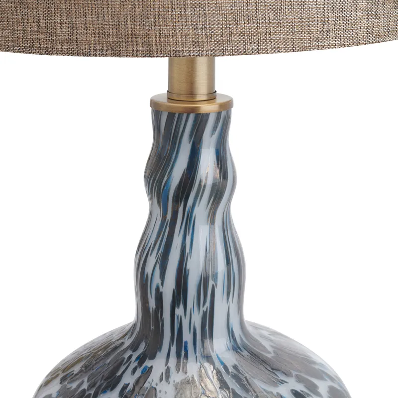 Glass And Metal Table Lamp With Linen Shade