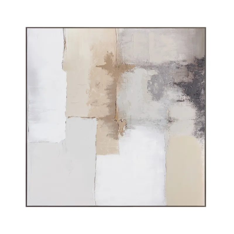 Giles Abstract Neutral Framed Canvas Wall Art