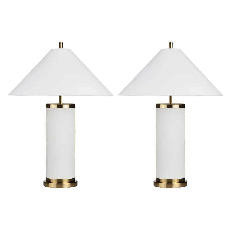 Set Of 2 Metal Table Lamp With Linen Shade